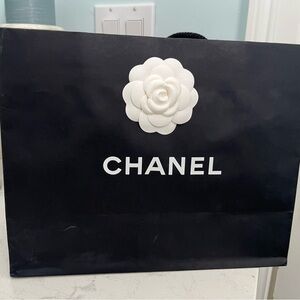 CHANEL Gift Bag with White Ribbon